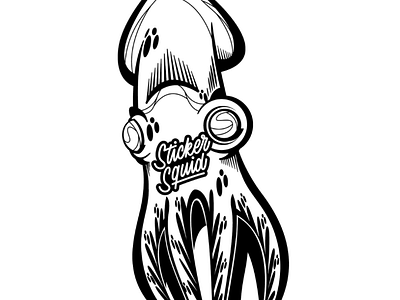 Squid adobe digital art draw illustration illustrator sea squid sticker vector