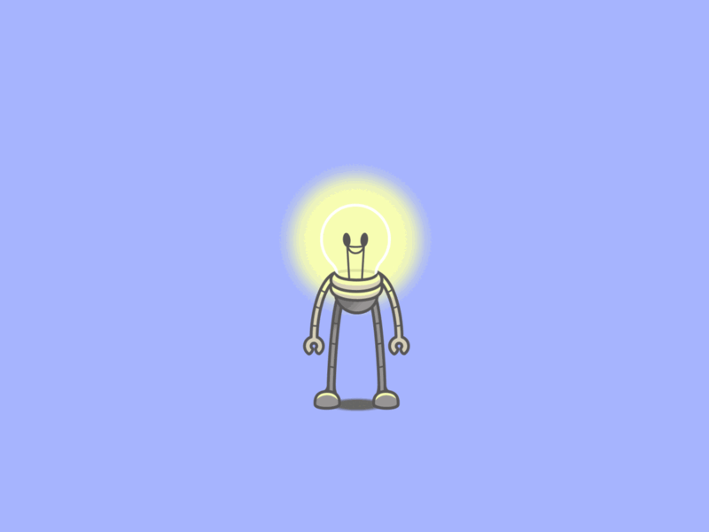 You spin me right 'round, baby, right 'round... animation light bulb robot turnaround
