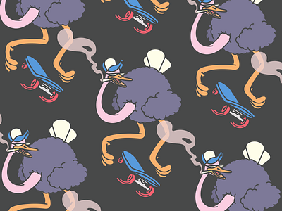 Ostrich crushing on a skateboard!