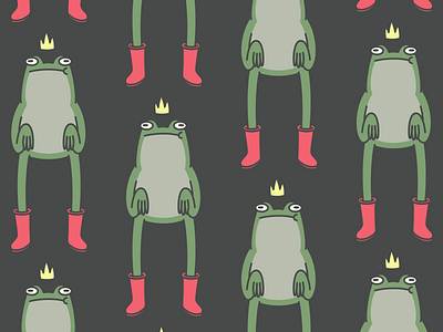 Frogs rocking their Red Wellington Boots crown frog illustration prince wellington boots