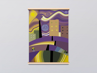 City Illustration abstract art bulding city builder color colorful complementary colors composition contrast design graphic illustration mock up mock up patern poster vector violet wave yelow