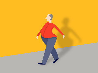 Walking Man with shadow illustration art blur color design fat figure graphic illustration man shadow vector walking wall yellow