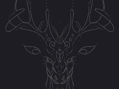 Deer and black dark deer dots illustration intense misterious white