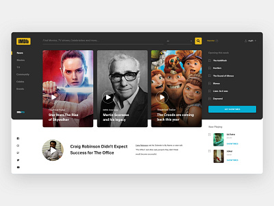 IMDb Concept clean concept desktop app imdb landingpage movie redesign ux uxui webdesign