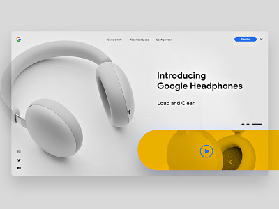 Google Headphones clean clean design clean ui headphones minimal product typography ui web