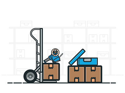 Moving boxes branding corporate dolly illustration moving vector