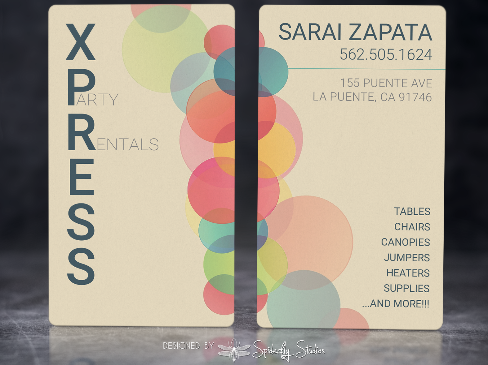 xpress-party-rentals-business-cards-by-spiderfly-studios-on-dribbble