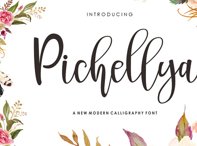 Pichellya Script branding design font design icon modern calligraphy scripts typography