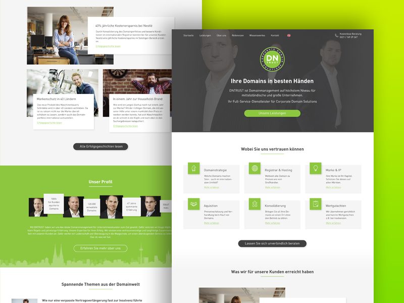 DN Webdesign blog testimonials uidesign user interace wordpress design mockup minimal landing page green website webdesign