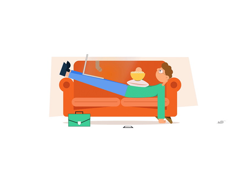 Work From Home ! animation boy character design gif lazy motion design motiongraphics