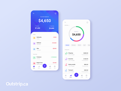 UI for expense tracking app - outstrip.ca design ui ux website website design website design and development website design company website designer wordpress design wordpress development