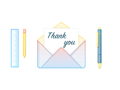 Thank You banking finance illustration ios letter mail pen pencil ruler sketch thank you ui