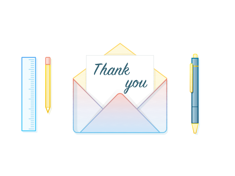 Thank You banking finance sketch pen ruler pencil ui mail letter ios illustration thank you