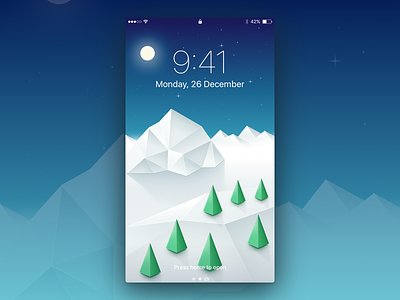 Winter Wallpaper apple illustration iphone moon mountain screensaver sketch snow tree ui wallpaper winter