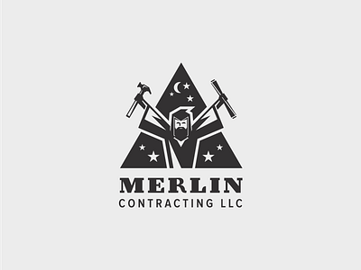 Merlin Contracting Concept blueprint brand brand design branding builders contracting design hammer logo logodesign merlin wizard