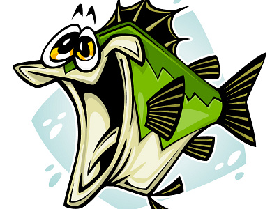 Wacky Bass bass cartoon fish fishing mascot vector