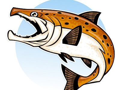 Trout cartoon fish fishing illustration salmon trout vector