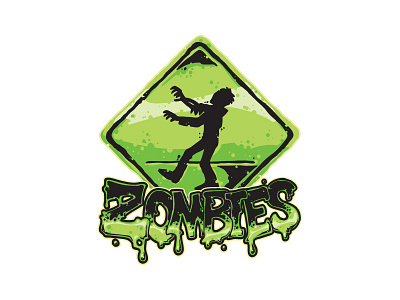 Zombies Sign green halloween road sign zombie