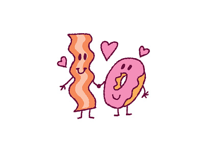 Bacon And Donut bacon cartoon cute donut food junk food vector