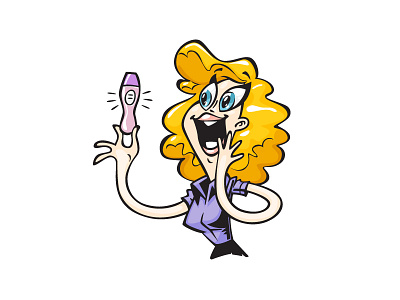 Excited pregnancy test cartoon excited happy pregnancy test pregnant vector woman