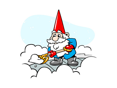 Gnome cartoon garden gnome gnome snow shovel vector