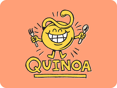 Cute Quinoa Character cartoon food fork hand drawn health food quinoa sketch spoon vector
