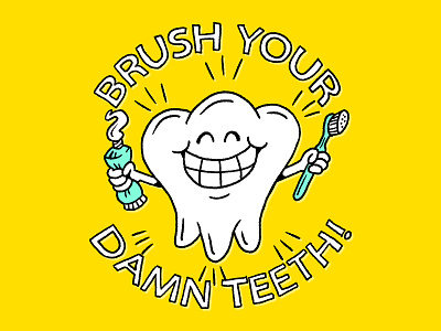 Damn Teeth cartoon illustration teeth tooth tooth brush tooth paste vector
