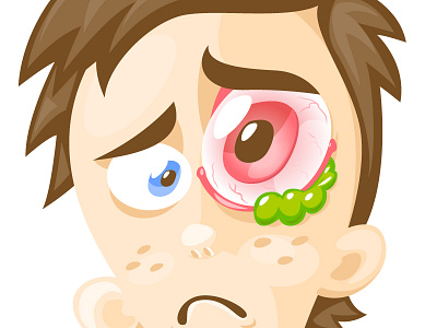 Pink Eye boy cartoon pink eye vector