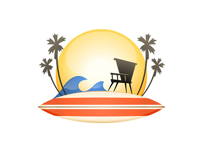 Surf Icon lifeguard ocean palm trees summer surf surfing water