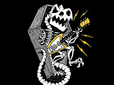 Dinosaur ghost Hallmark casket dinosaur electric guitar ghost guitar skeleton