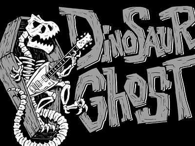 Dinosaur Ghost Shirt casket dinosaur electric guitar ghost guitar skeleton