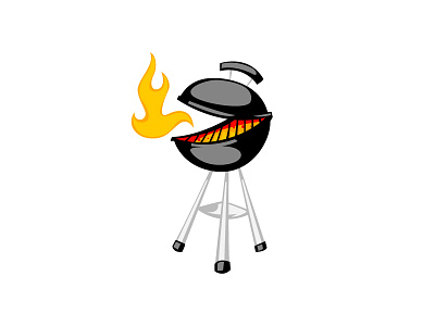 happy grill bbq cartoon fire flame grill vector