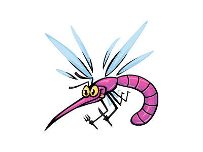 Mosquito cartoon fork hungry knife mosquito