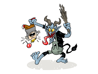 Krampus brat cartoon christmas illustration krampus