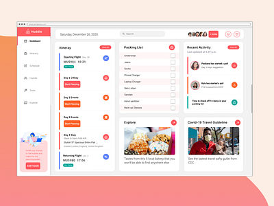 Airbnb Huddle Desktop dashboard dashboard ui design task manager ui web design