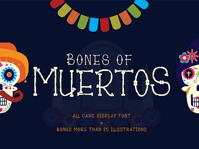 Bones of Muertos Font bones branding cracked dia de los muertos dia de muertos display font handlettering handmade handwritten illustration ligatures logo typography vector