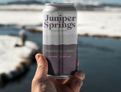 Juniper Springs Sparkling Water - Blackberry + Lime beverage design beverage packaging branding design illustration logo mockup product design