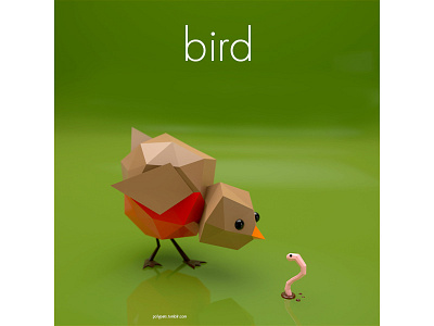 Bird. animal bird cinema 4d clean etsy global illumination kids low poly polypets robin simple worm