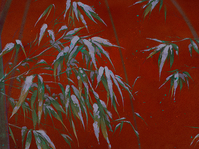 bamboo and red wall design illustration