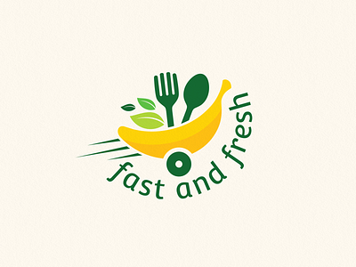 Fast and fresh logo banana branding branding and identity design food food logo fork logo spoon vector