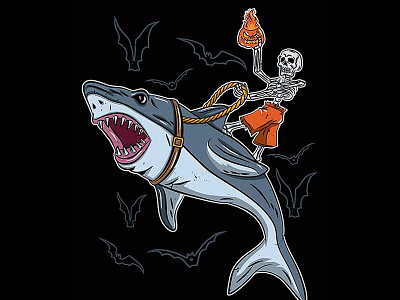 shark ride illustration