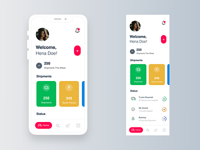 Shipment Tracking android app animation daily ui dashboard ios app mobile application profile red theme track user