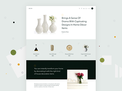 Home Decor Products cart decorate design dribbble ecommerce home interior landing page one page online pot simple ui deisgn ux website