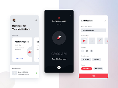 Medicine Reminder android app design dribbble illustration ios app medical typography ui ux