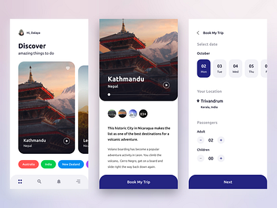 Book My trip android booking detail page explore homepage ios iphone travel travel app uidesign uxui