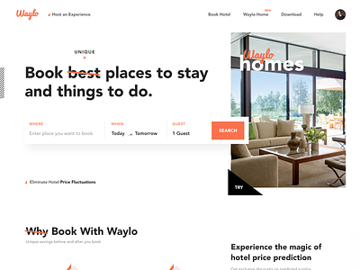 Waylo Hotel Booking book design landingpage ui deisgn uiux website website design