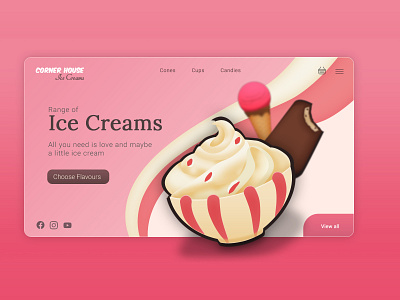 Icecream Theme Website Page design design icecream landingpage minimal rajusst theme ui ux web website