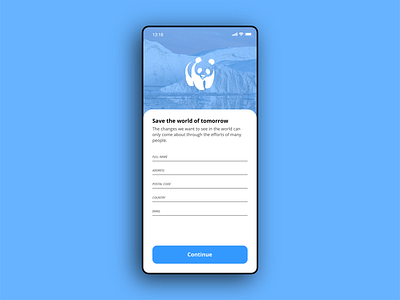 WWF Donation Sign Up Form 001 app apps daily dailyui design form signup ui ui design