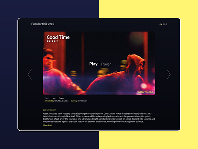 VOD "Popular this week" Page blue design film interface movie slider ui vod we are envoy web webdesign website yellow