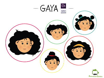 Gaya Haircuts - Puppet for Adobe Character Animator 2d ai character character animation character animator character design download female flat haircuts hairstyles illustration motion capture puppet vector woman